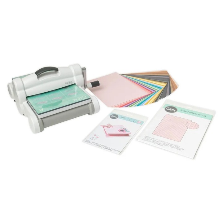 Kit pentru gravare Sizzix, Big Shot Plus, A4, cu sabloane, coli si dosar, multicolor