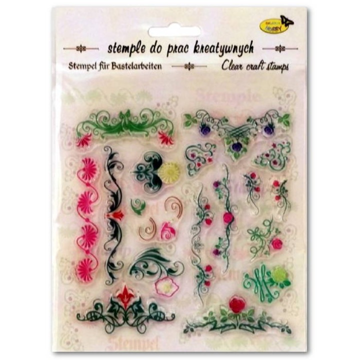 Set 17 stampile florale Galeria Hobby, 27x14mm - 85x13mm