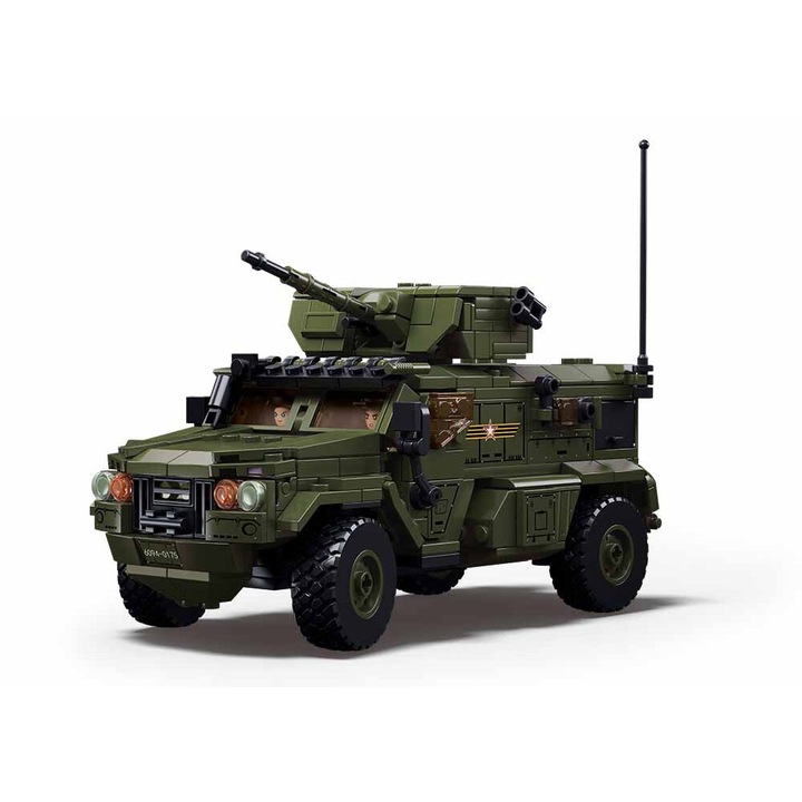 Set de constructie Sluban, vehicul militar, 519 piese, 4 figurine, separator, multicolor, pentru varsta 6+ ani