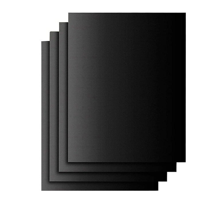 Set 4x Folie antiaderenta pentru cuptor si gratar, reutilizabila, 40 x 33 cm, teflon, negru, Dactylion®