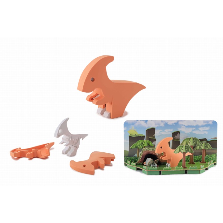 Parazaurolof Puzzle, HalfToys, 7 darabos, narancssárga, diorámával