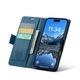 Калъф за iPhone Air, CaseMe, Тънък, Кожен, Тип портфейл, Стойка, Магнитно закопчаване, Мека текстура и добро сцепление, RFID защита, Син