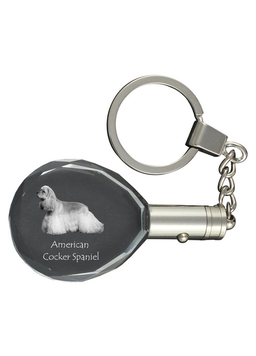 Kulcstartó kutyaképpel, Art-Dog, kristály, világítás, 40x35x10mm