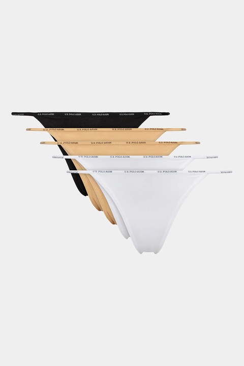 U.S. Polo Assn., Set de chiloti - 5 perechi, Alb/Negru/Bej