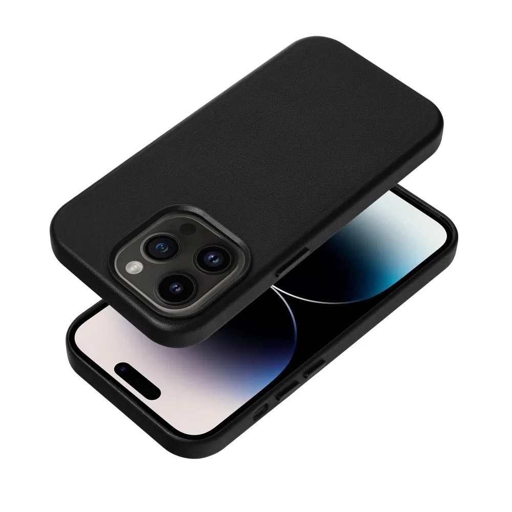 Husa pentru Apple iPhone 14 DaDen MagCover Leather Magsafe, Piele Naturala, Antisoc, Incarcare Wireless, Negru