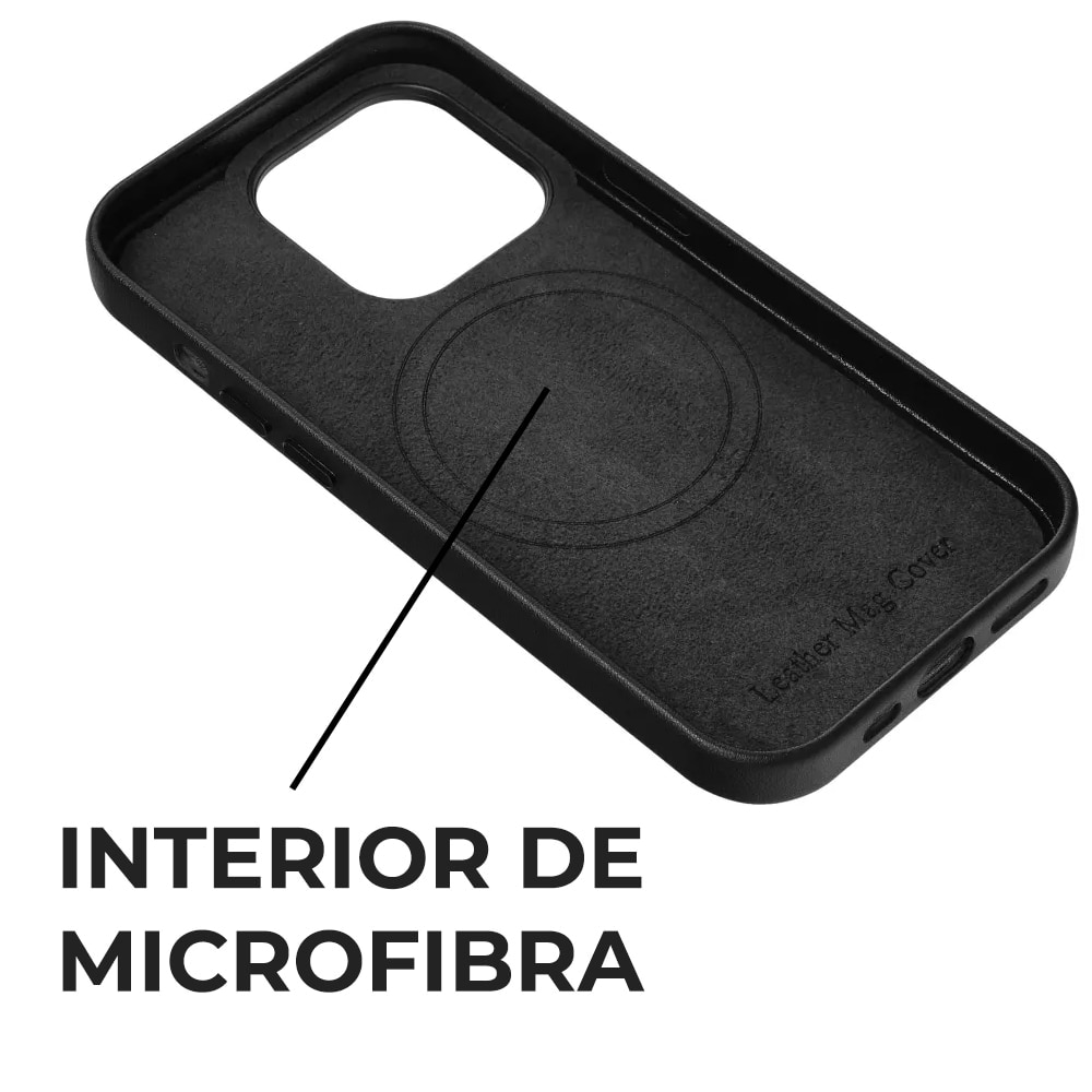Husa pentru Apple iPhone 14 DaDen MagCover Leather Magsafe, Piele Naturala, Antisoc, Incarcare Wireless, Negru