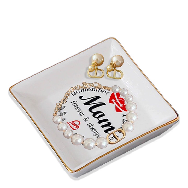 Dama Bijuterii Bratara Colier inel Cercei lant Pandantiv, aur argint Perle Bijuterii Arta Ceramice de Stocare Placa vas titular cutie, coliere cercel inel Bratara pentru ziua de nastere vacanta sora sotia mama prietena, 3 PCS, cream