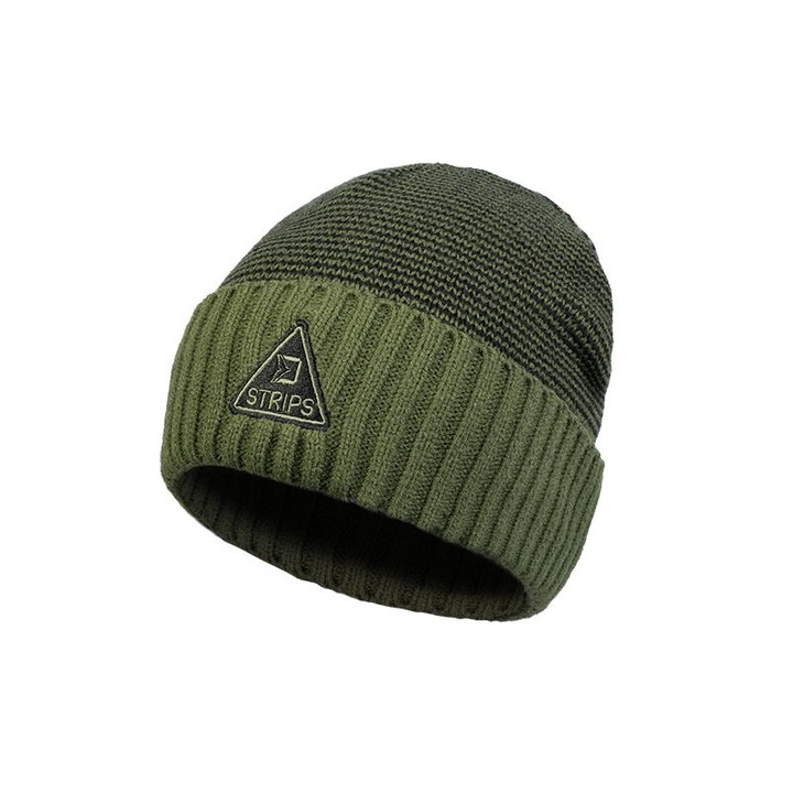 Caciula de iarna Delphin STRIPS, verde inchis, 100% acril, 1 bucata