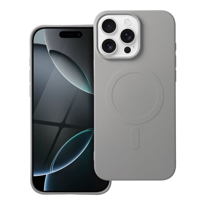 iPhone 16 Pro Max kompatibilis szilikon Daden MagCover tok MagSafe-el, kameravédelemmel, ütésálló, prémium minőségű, titánszürke