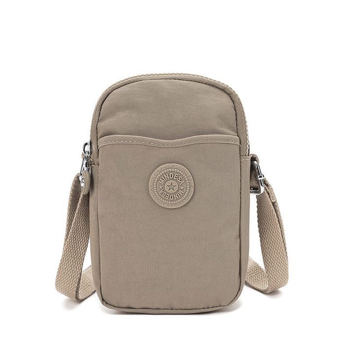 Mindesa válltáska, vízálló nylon, khaki, 11x4,5x17cm