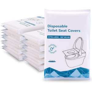 Set 100 protectii de toaleta de unica folosinta, Hggzeg, Portabil, 38x46cm, Poate fi spalat si dizolvat in apa, Potrivit pentru utilizare in calatorii, restaurante, 100% Pasta de lemn, Alb