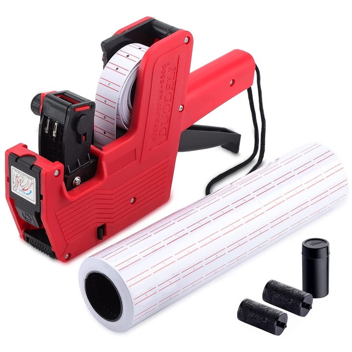 Етикетираща машина MX-5500, монохромна, 8 цифри, 21x12 мм, комплект от 4000 етикета и 3 мастилени ролки