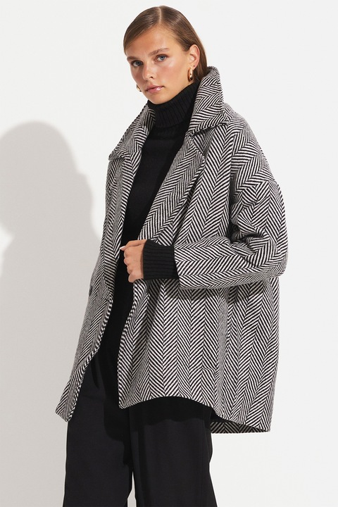 June, Palton cu buzunare laterale, Gri, One Size