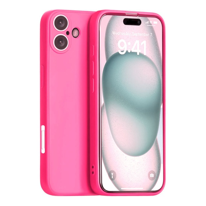 DaDen® iPhone 16 kompatibilis tok, vékony, szilikon, prémium minőségű, mikroszálas belső, rózsaszín