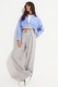 June, Camasa lejera crop cu dungi, Alb, Albastru deschis, 36
