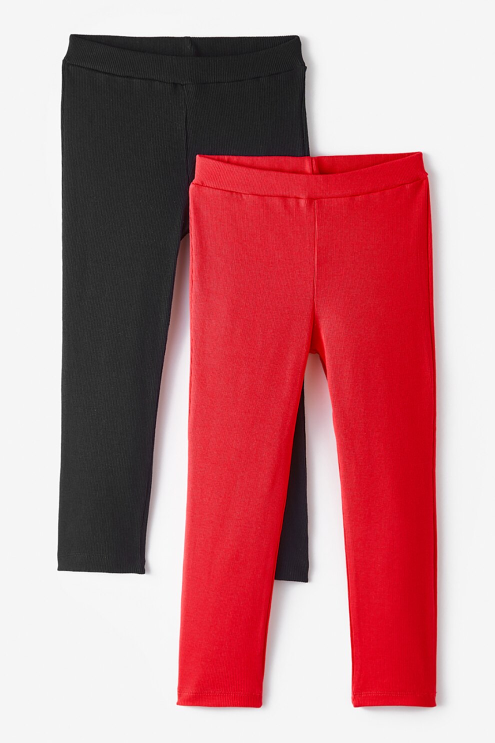 June,Set de colanti striati - 2 perechi, Negru, Rosu vermillion, 110 CM