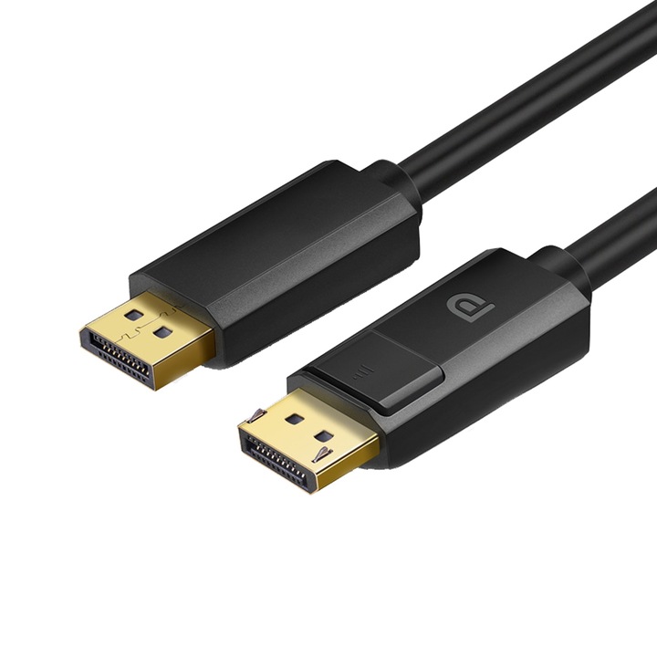 Kábel DisplayPort DP 1.2, Axroad Mall, 4K 144hz, Képernyő tükrözése vagy kiterjesztése, Monitorokhoz, hangszórókhoz, TV-khez, 1,5 m, Fekete