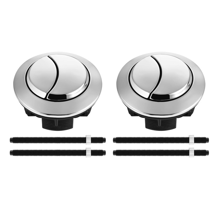 Set 2 butoane pentru rezervor toaleta, Axroad Mall, Rezistenta la coroziune, Usor de instalat, Pentru sistemul de spalare a toaletei din baie, 48mm, ABS, Argintiu