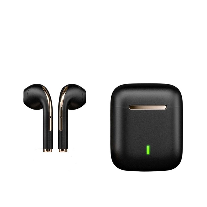 Casti wireless bluetooth, Eliminare Zgomot, cu Microfoane HD, audio, fara fir, sport, casti true wireless, pentru telefon, control touch, universale, Bluetooth 5.0, Negru