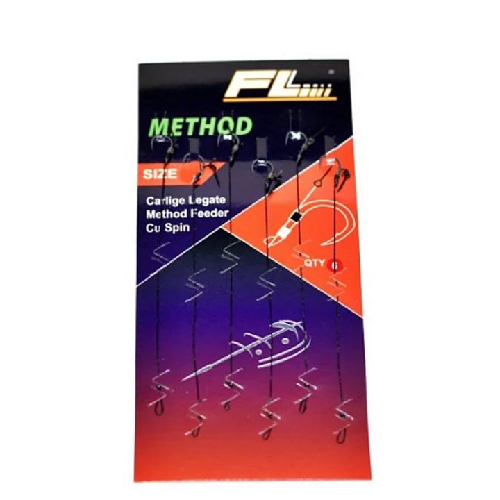 Carlige Legate Fl Method Feeder Cu Spin, Nr 8, 6buc/set