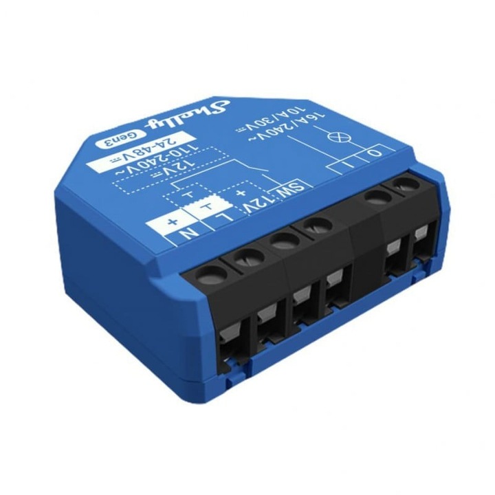 Смарт реле Shelly 1 GEN3, 1 канал, 16A, WiFi, сух контакт