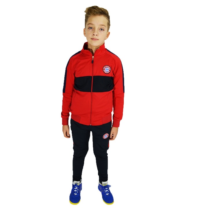 Gyermek tréningruha, FC Bayern, fekete-piros, 176 cm