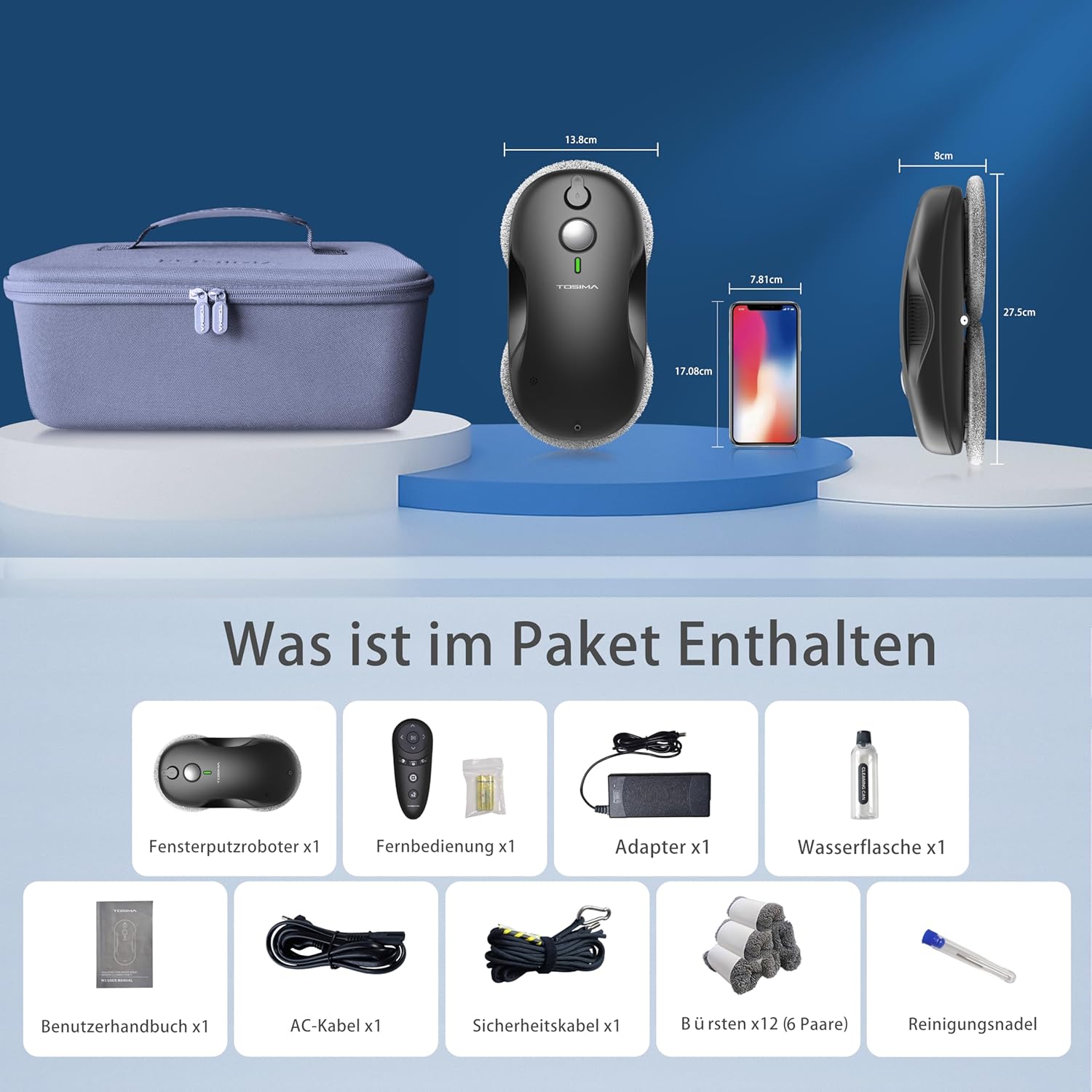 Robot curatate geamuri Tosima W3 3800PA Smart, Functie automata de