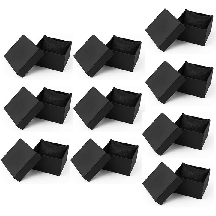 Комплект от 10 кутии за бижута, черни, 8,5x8,3x5,5 см, хартия