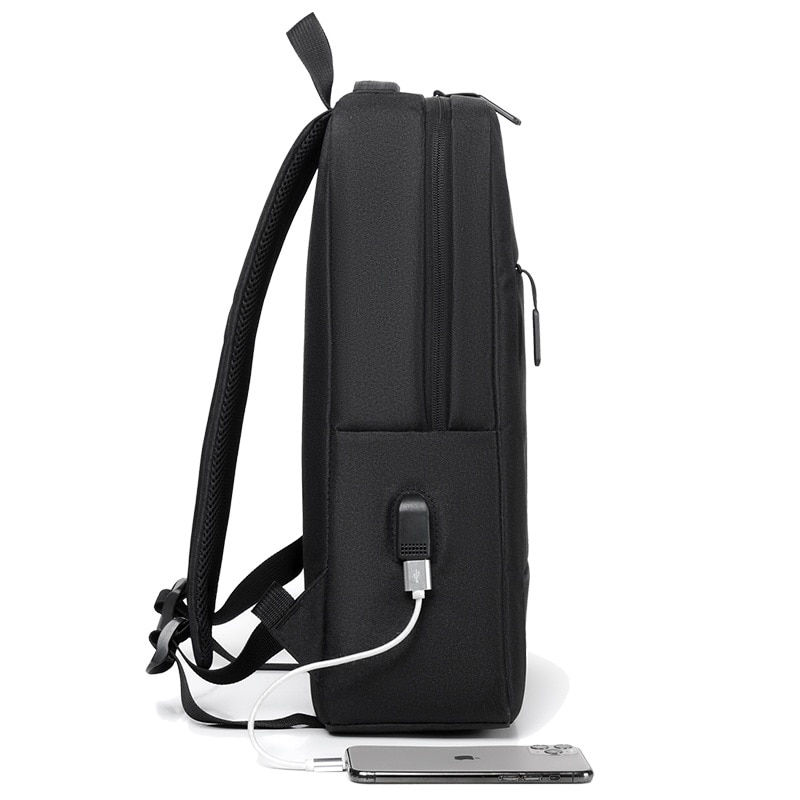 Rucsac de barbati, impermeabil din panza Oxford, USB, Negru, 35L, Yupy®