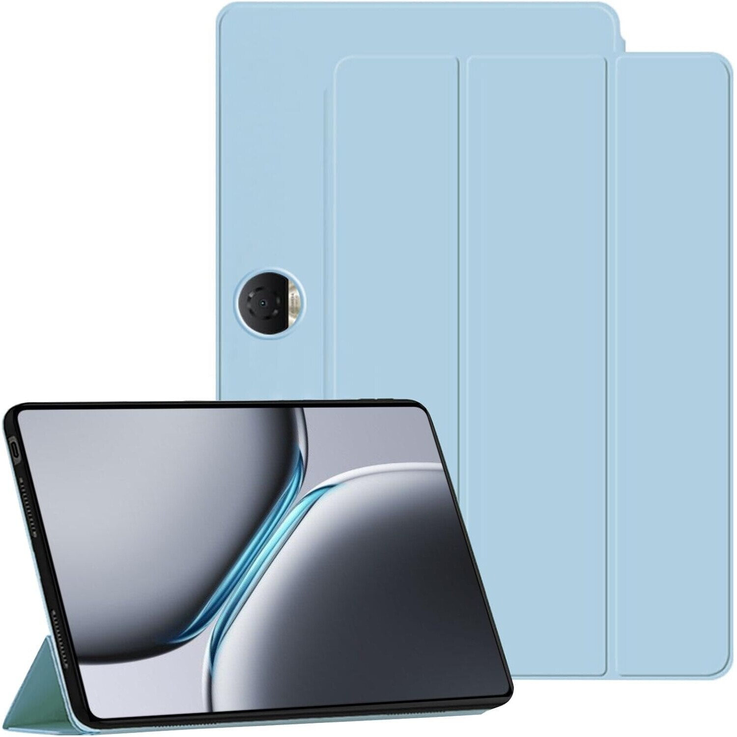 Husa Ultra Slim pentru OnePlus Pad 2 12.1", Silicon TPU, Smart Cover - Ice Blue