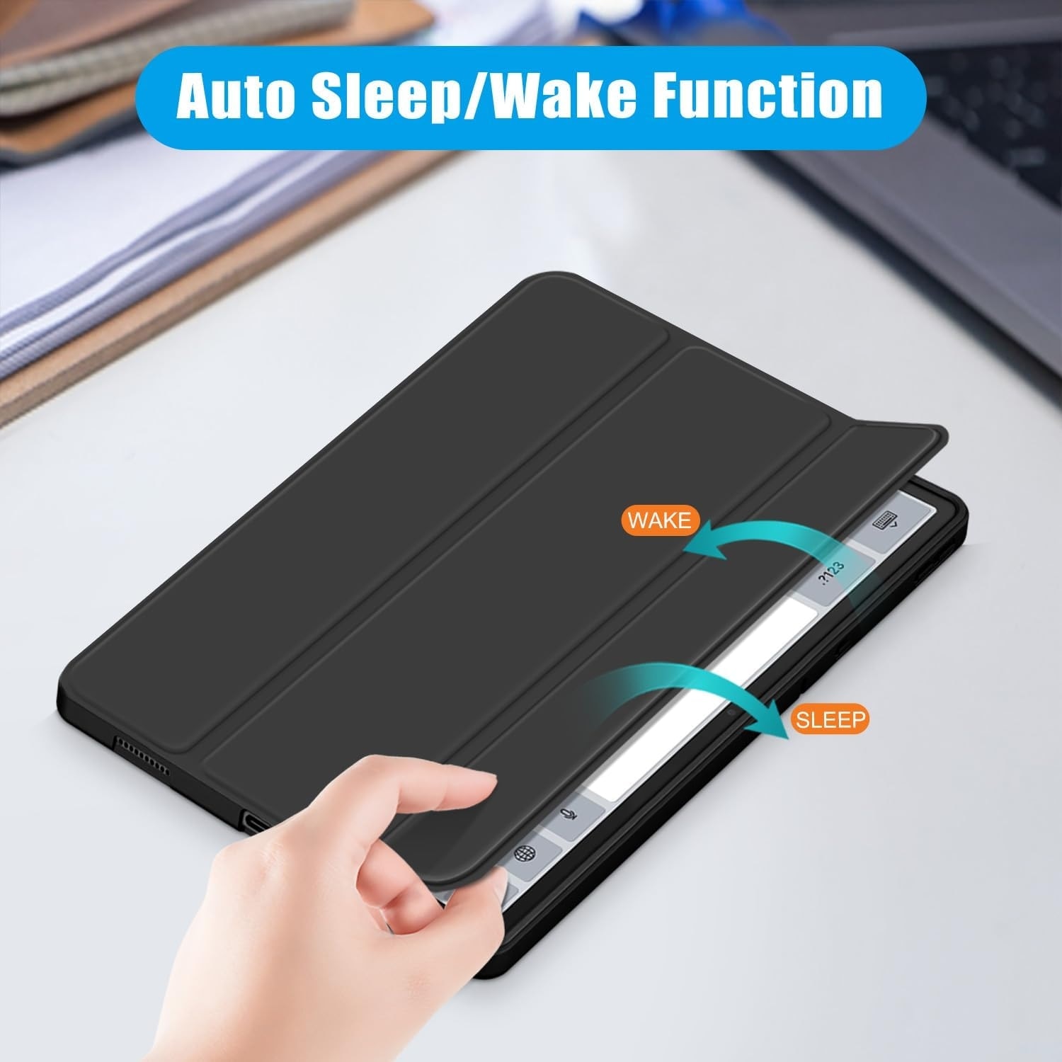 Husa Ultra Slim pentru Lenovo Idea Tab Pro, 12.7" (2025), Silicon TPU, Smart Cover - Negru
