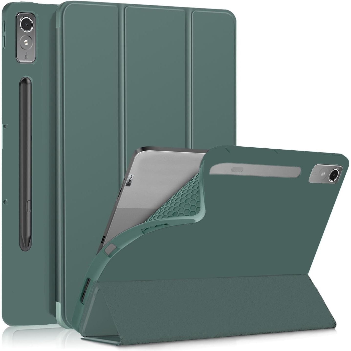 Husa Ultra Slim pentru Lenovo Tab P12 12.7", Silicon TPU, Smart Cover - Verde Marin