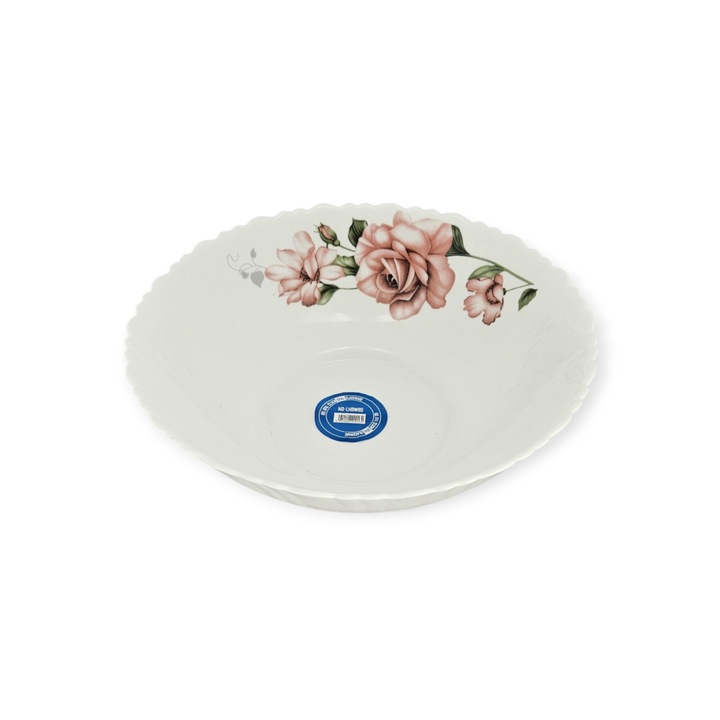 6 db-os tálak készlete, arkopális, rózsaszín virágmintás, 23 cm