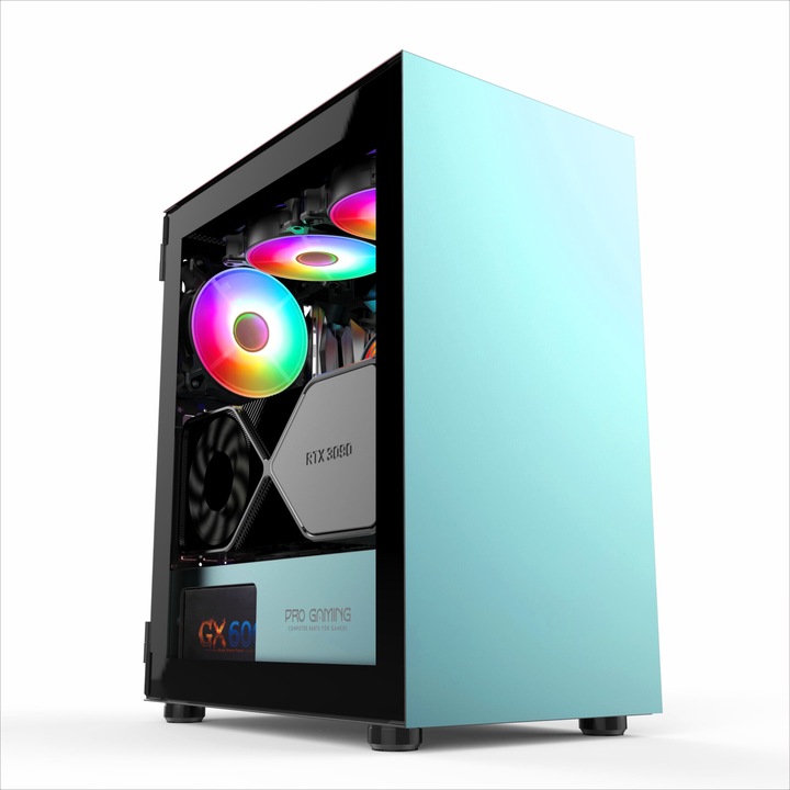 Sistem Desktop Pc Gaming Myrmidon Intel Core I5 9400F pana la 4.1Ghz, 16GB RAM DDR4, 512GB SSD, Placa Video 8GB GDDR5, 256 bit, Wi-fi 6, Windows 11 Home