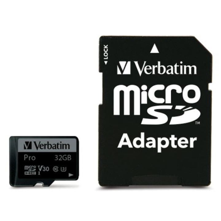 Карта с адаптер 32GB microSD, Verbatim, 4K Ultra HD, устойчива на вода и удар