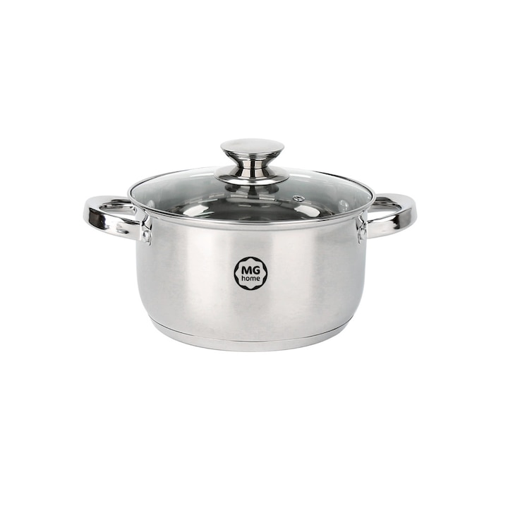 Oala din otel MG Home Verso Daily, 16 cm, 1, 6 litri, cu capac compatibil cu inductie