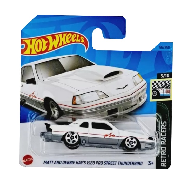 Hot Wheels fém autó, Matt és Debbie Hay 1988-as Pro Street Thunderbirdje, fehér, 1:64
