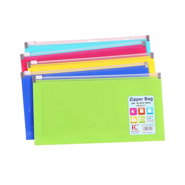 HUI CHUAN cipzáras mappa, tömör, neon, többszínű, A6