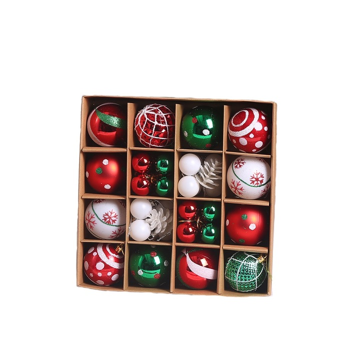 Set 44 globuri de Craciun, plastic, multicolor, 6cm