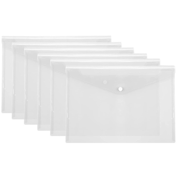 Set 6 mape documente, Plastic, A4, Transparent