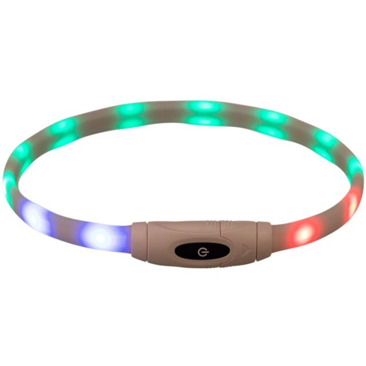 Zgarda Cu Led, Trixie, Incarcare USB, XS-XL: 65 cm/16 mm, Multicolor, 12630