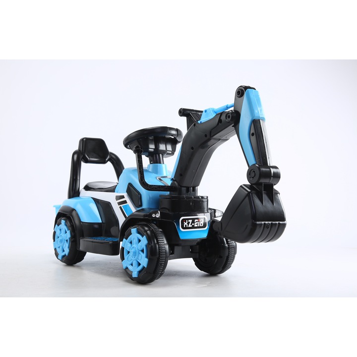 Mini excavator pentru copii, Kinderauto BJXZ216 cu incarcator manual, albastru