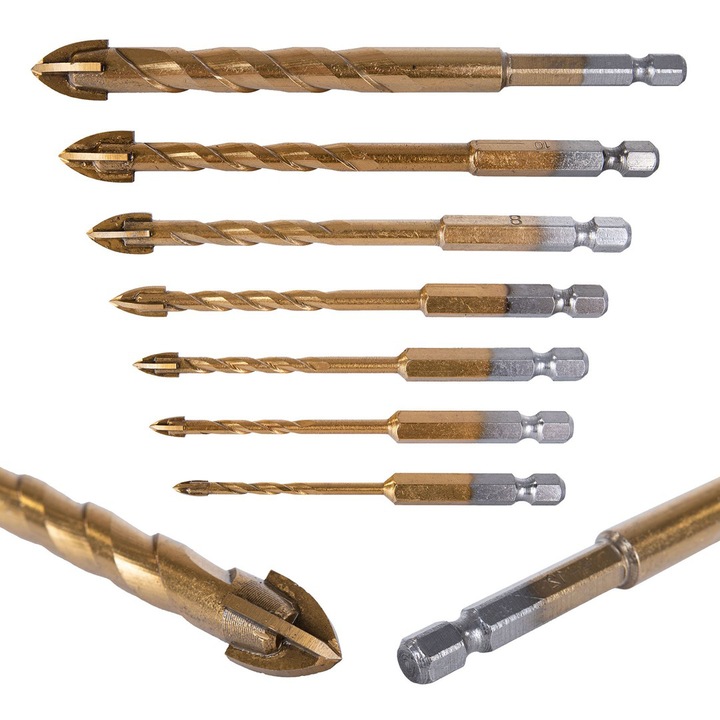Set burghie pentru sticla si ceramica, 7 elemente, Geko G39700