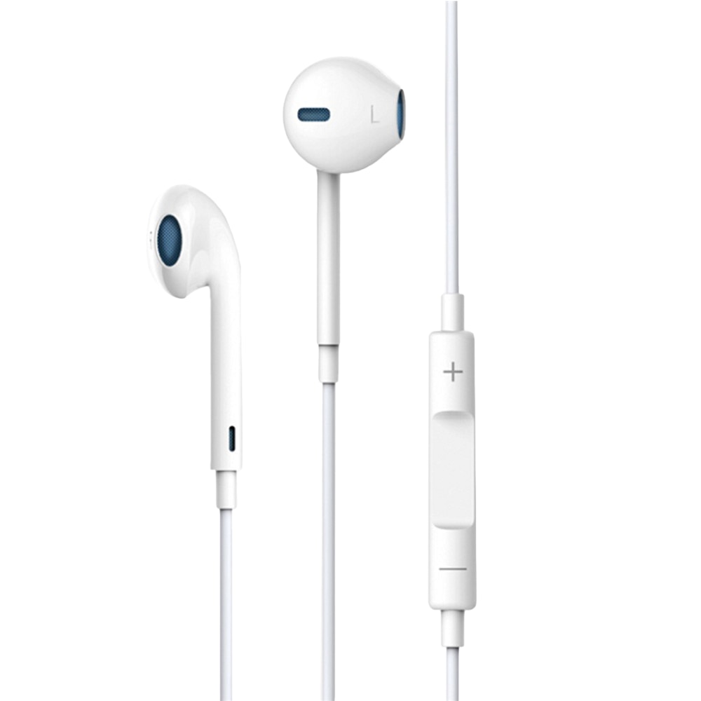 Casti audio cu fir, conector Jack 3.5mm, Smart Jack, microfon si buton control volum si apeluri, 1.2m lungime Cablu, Alb