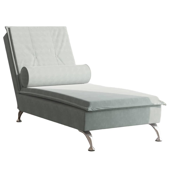 Canapea vidaXL Anaklintro, gri, 136.5x56x75cm, cu masaj