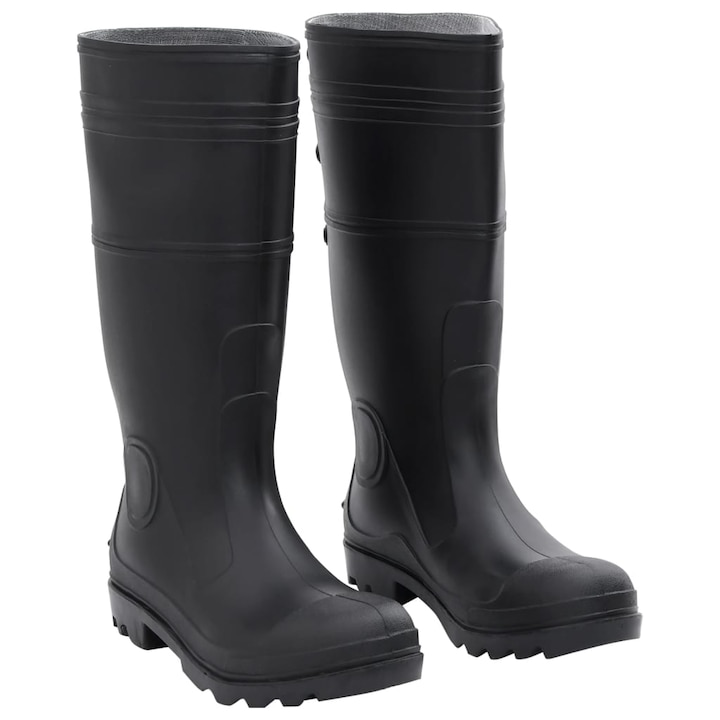Bocanci de protectie vidaXL, PVC, impermeabili, antiderapanti, negru, marimea 41