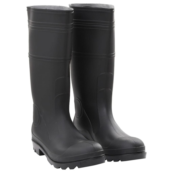 Bocanci de protectie vidaXL, PVC, impermeabili, antiderapanti, negru, marimea 45