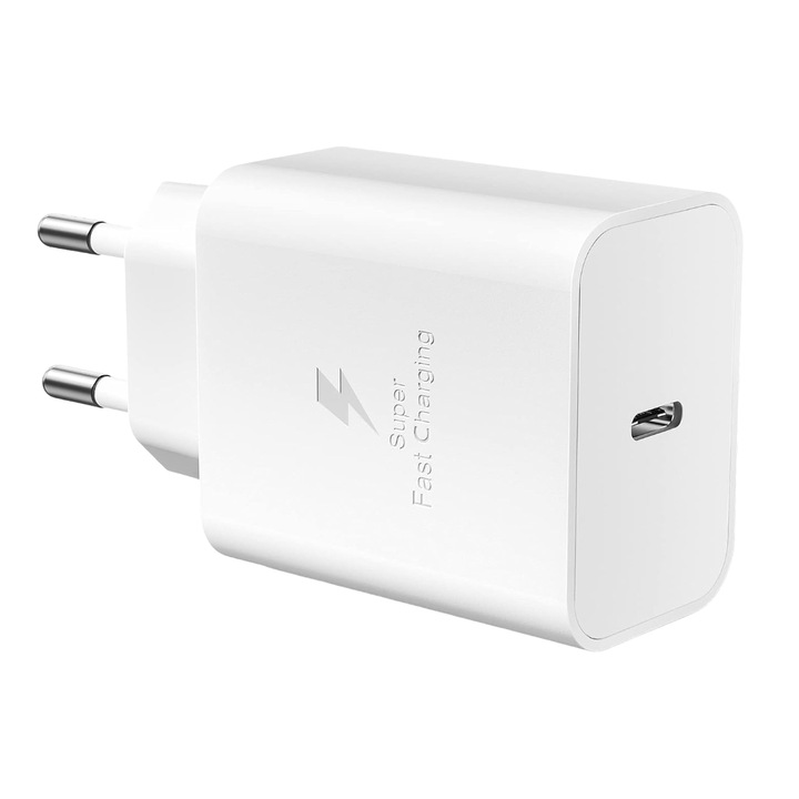 Incarcator super Fast Charge 55W GaN- PD usb C, pentru iPhone 16, 16 pro, 16 pro max, Tablete ipad pro, laptop MacBook Pro, Fara cablu. Alb