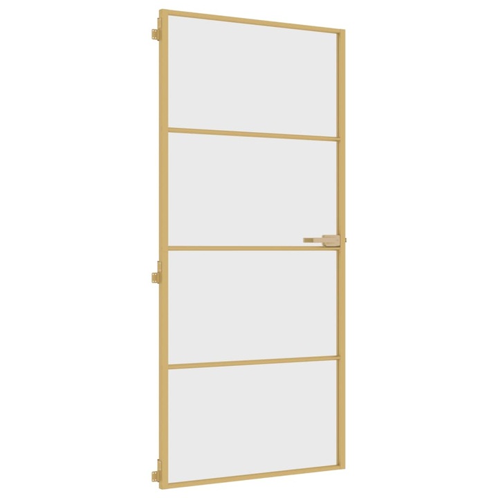 Usa interioara vidaXL, Slim auriu, 93x201,5cm, sticla securizata/aluminiu, 26 Kg 155134