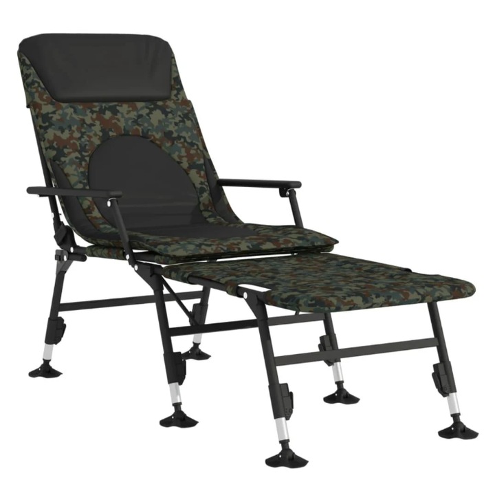 Scaun de pescuit, VidaXL, Otel / Oxford, Reglabil, Camuflaj